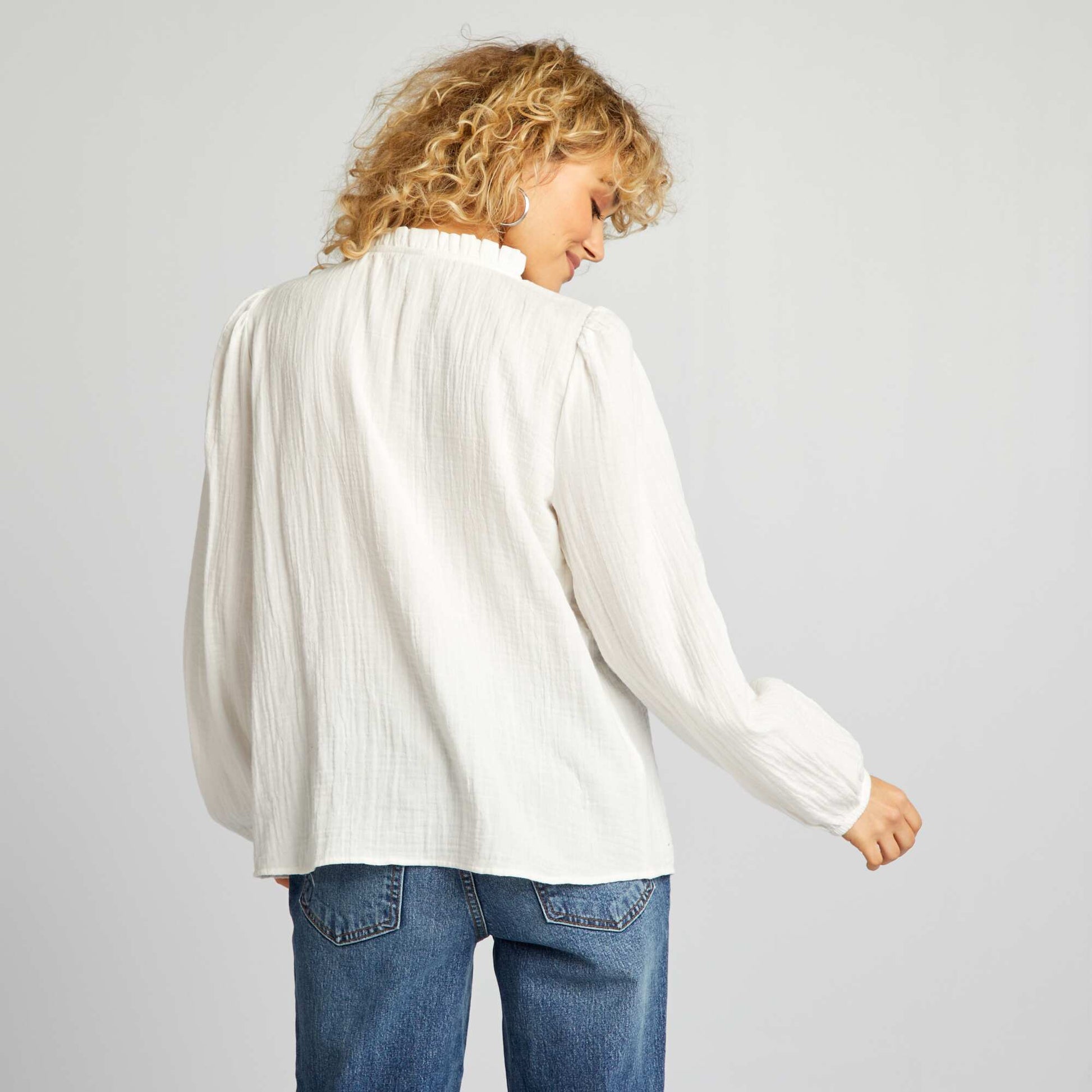 Cotton gauze blouse WHITE