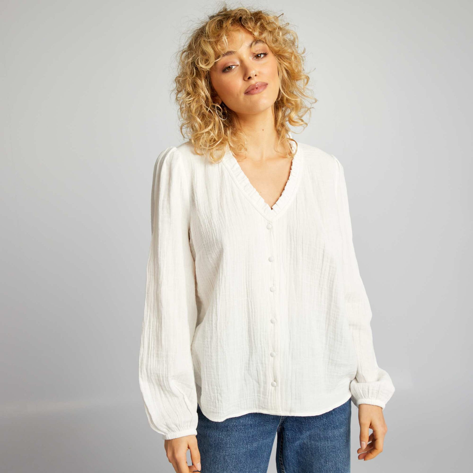 Cotton gauze blouse WHITE
