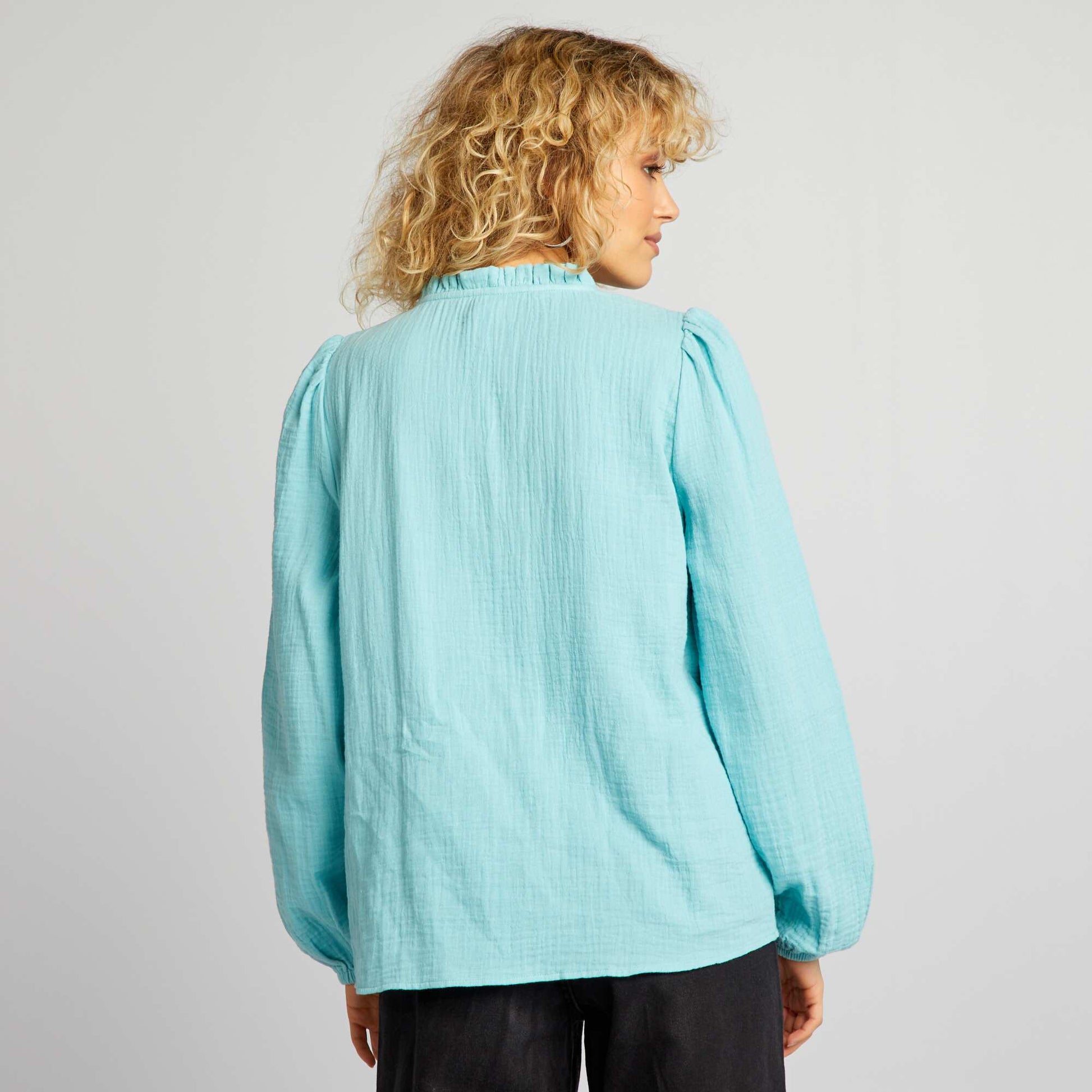 Cotton gauze blouse BLUE