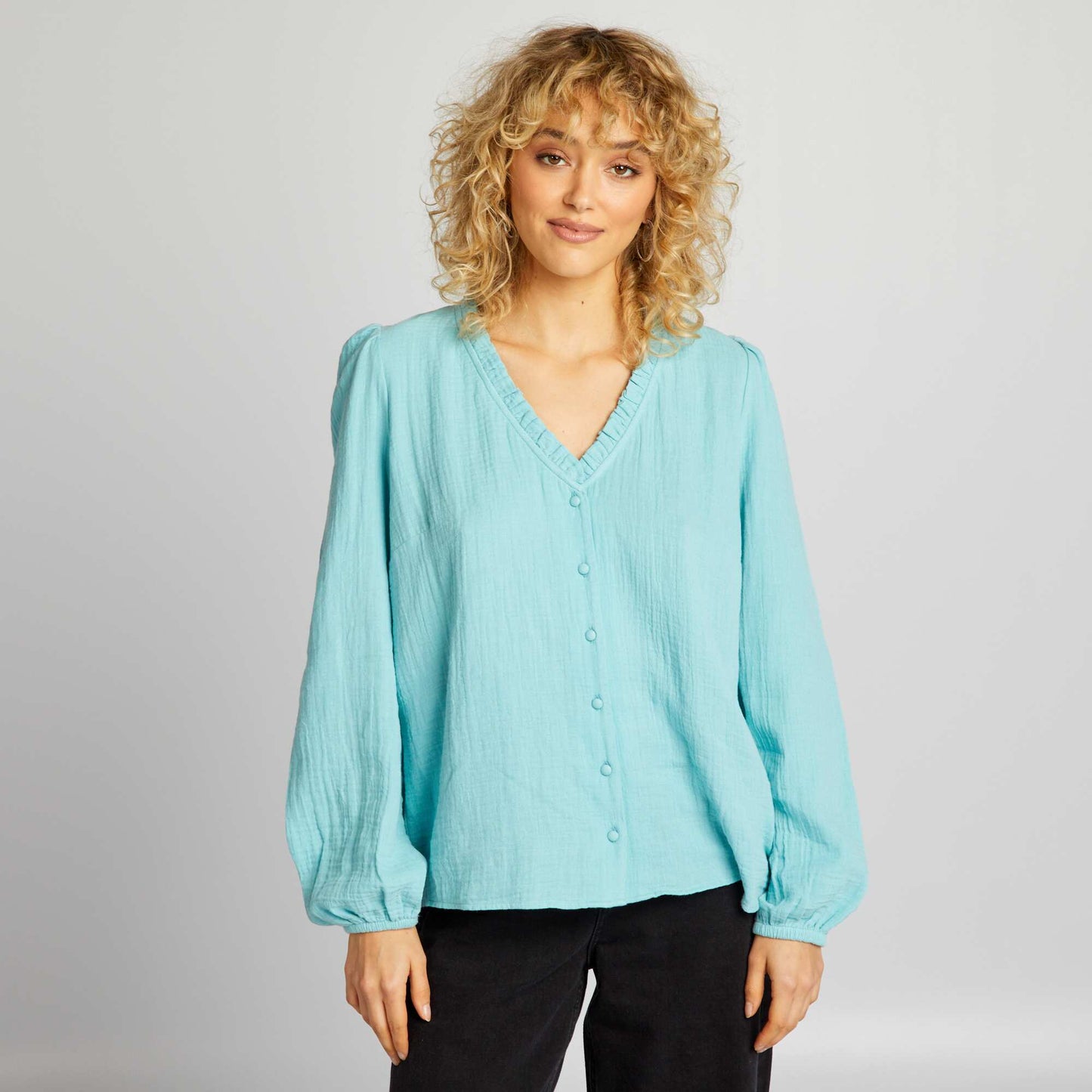 Cotton gauze blouse BLUE