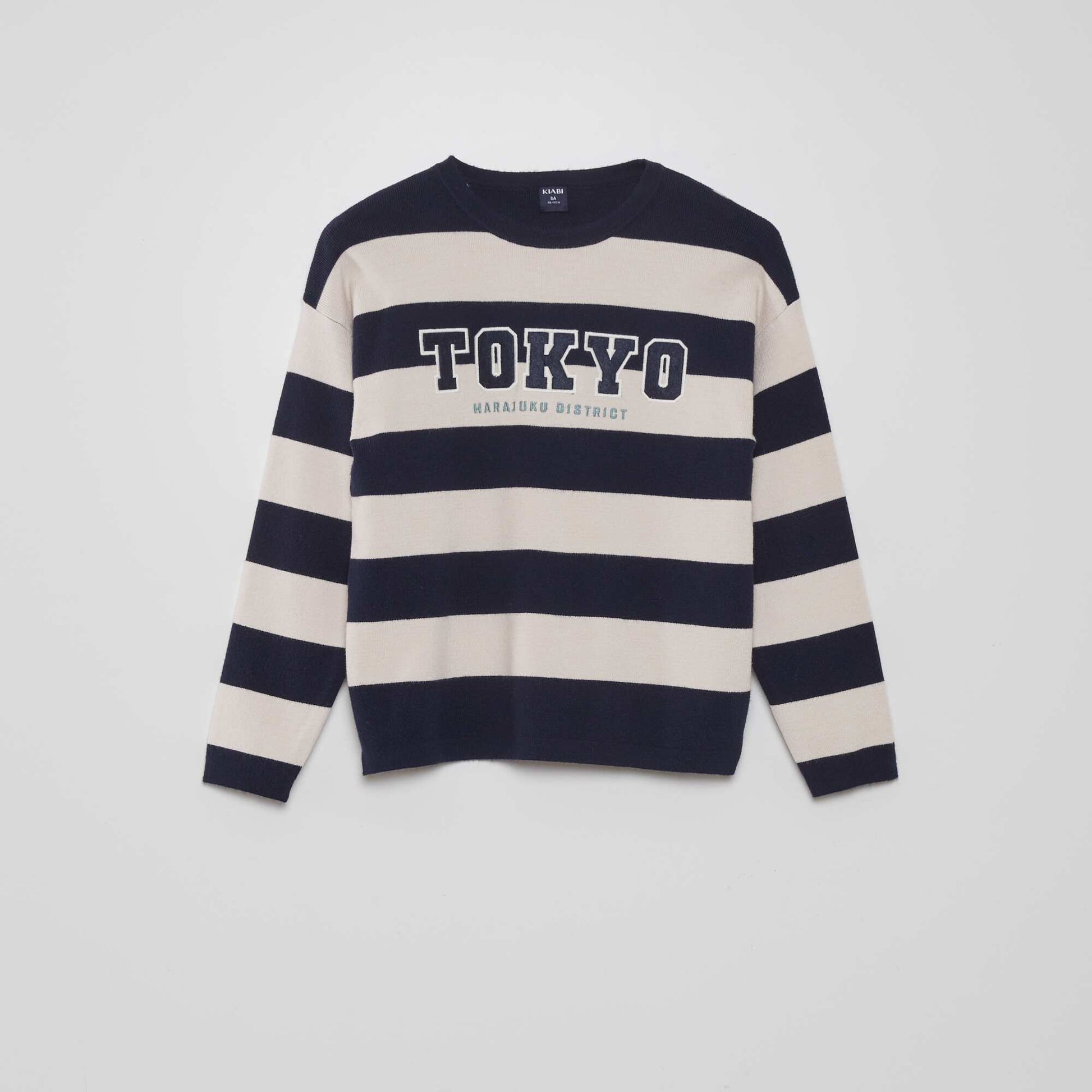 Striped round-neck sweater BLUE