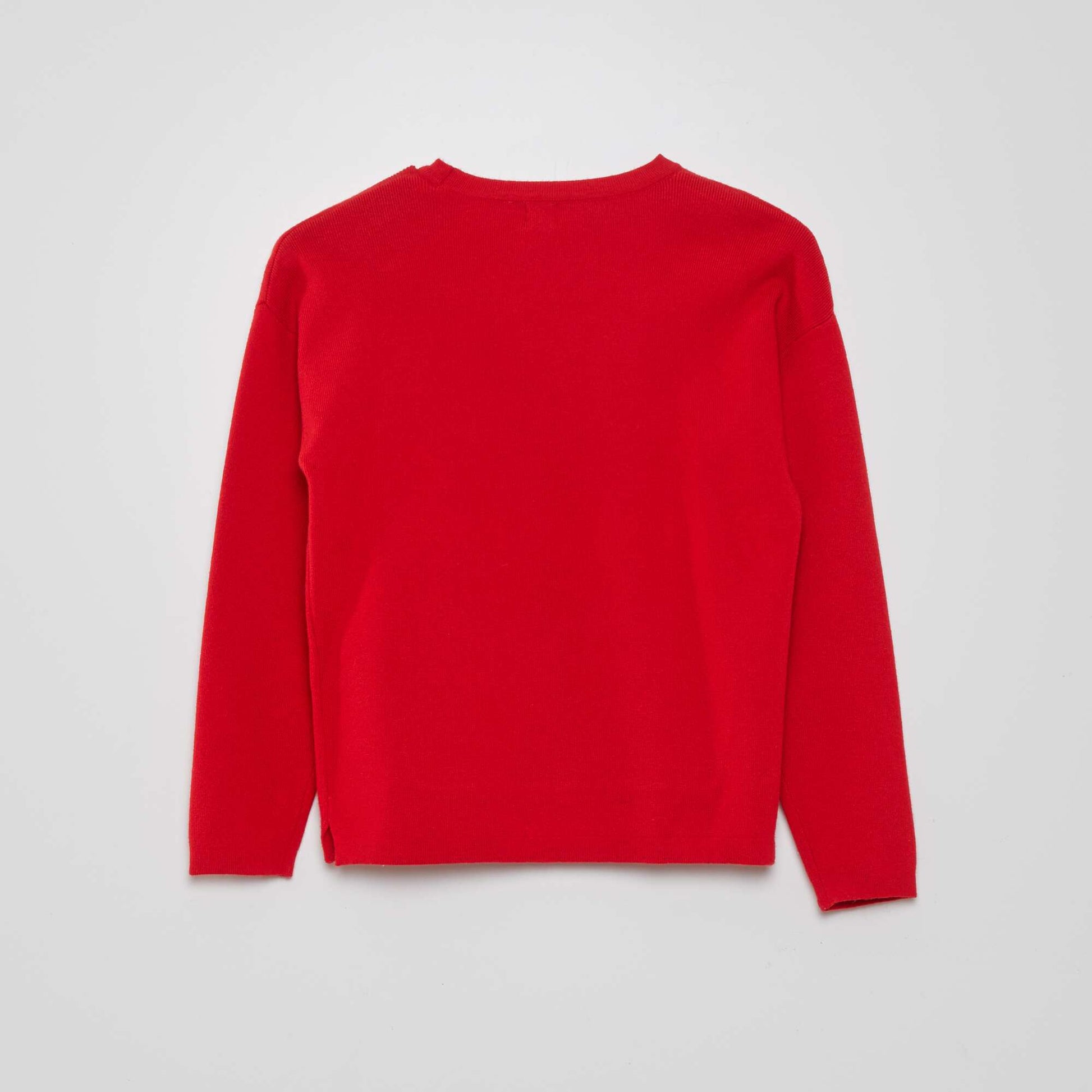 Round-neck knit jumper red