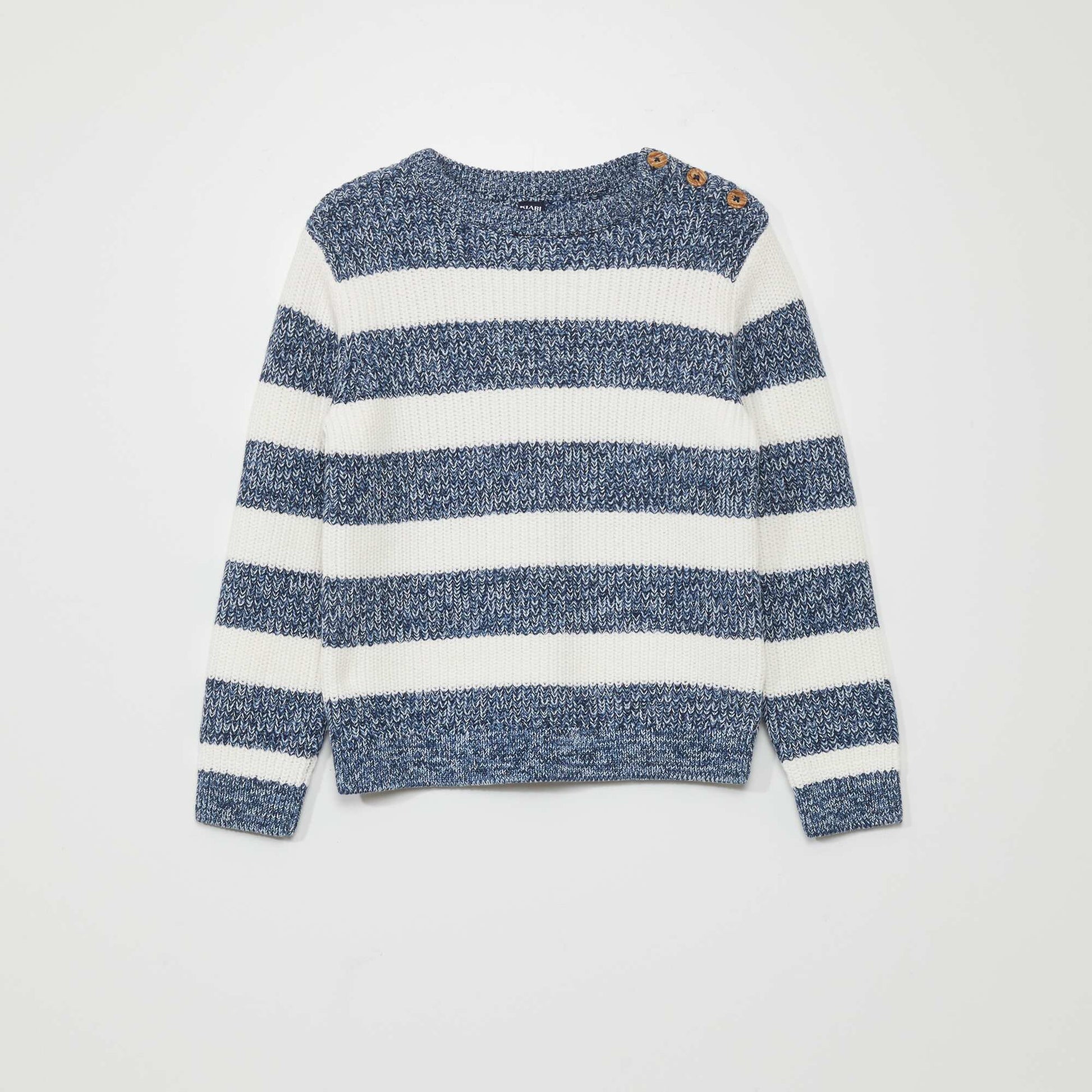 Knit sweater with button fastening BLUE
