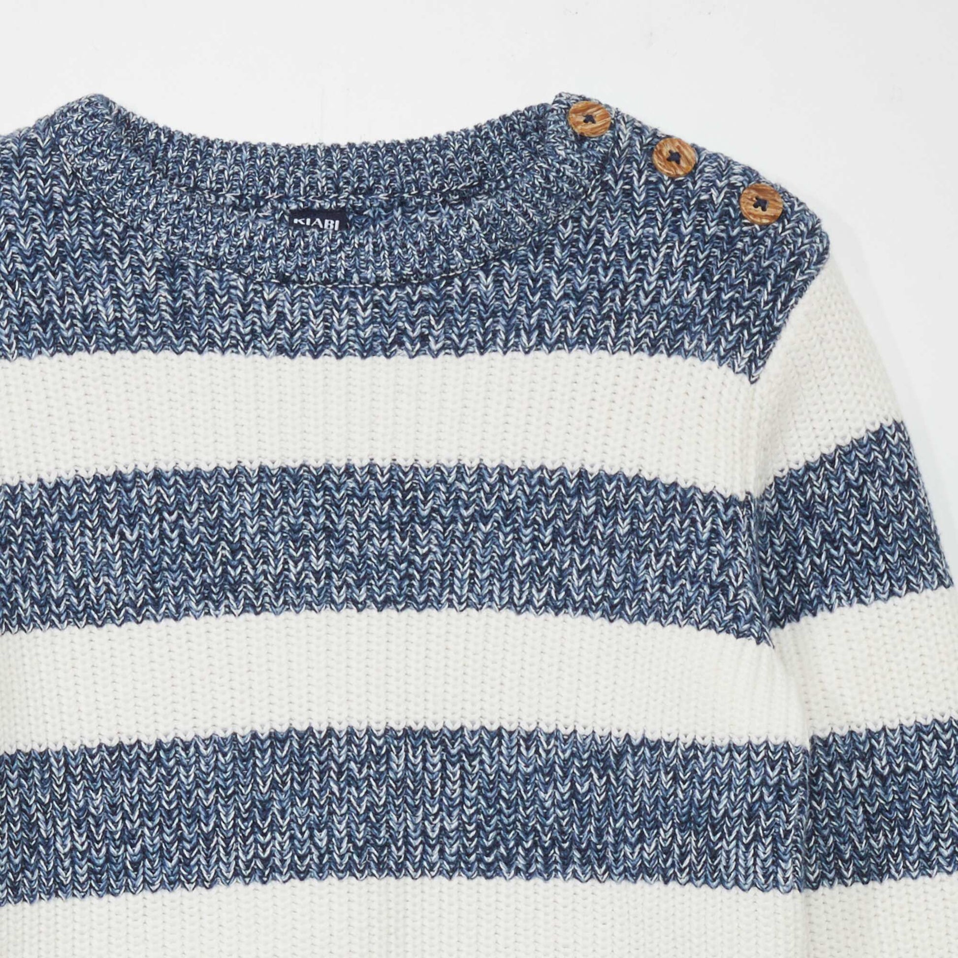 Knit sweater with button fastening BLUE