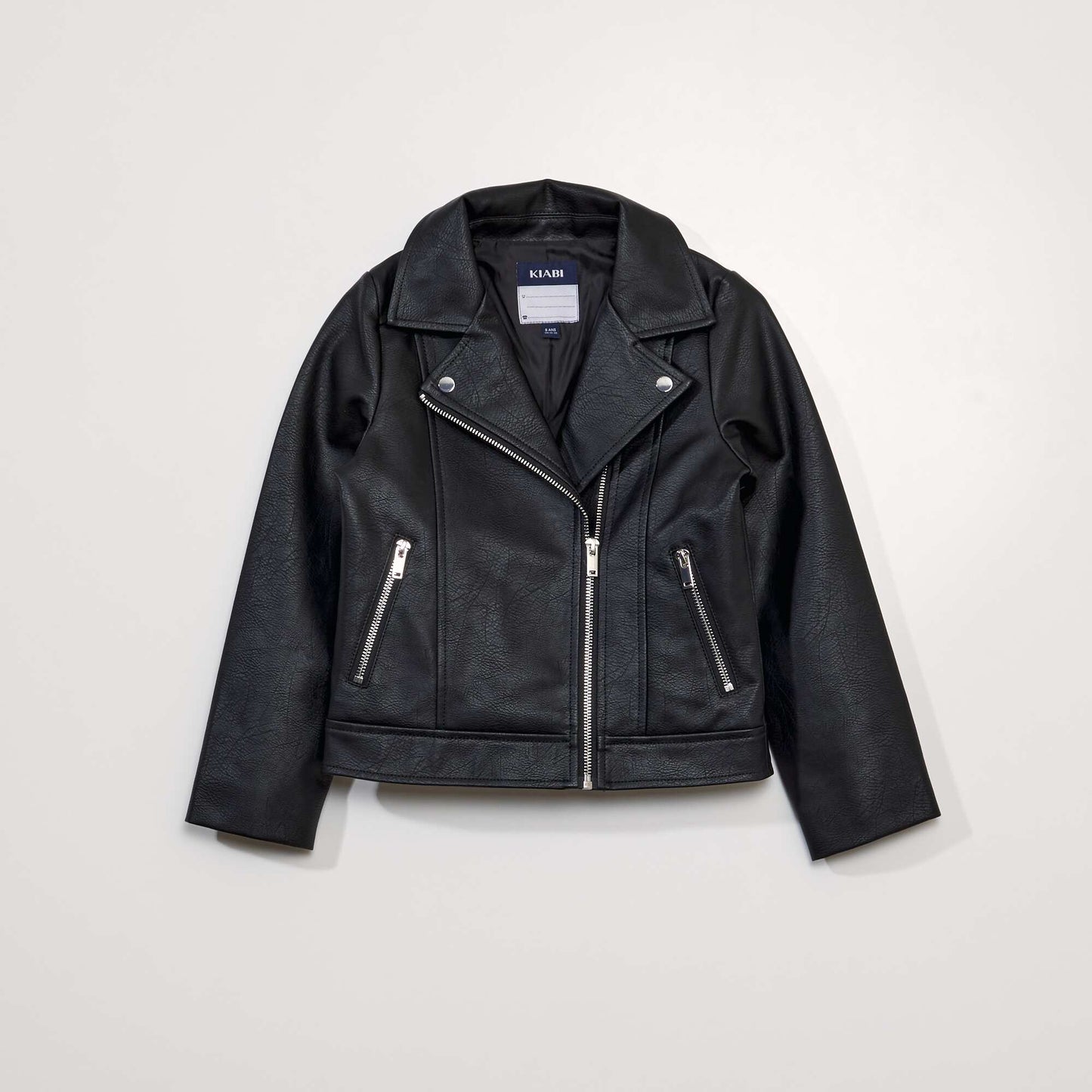 Faux leather biker-style jacket black