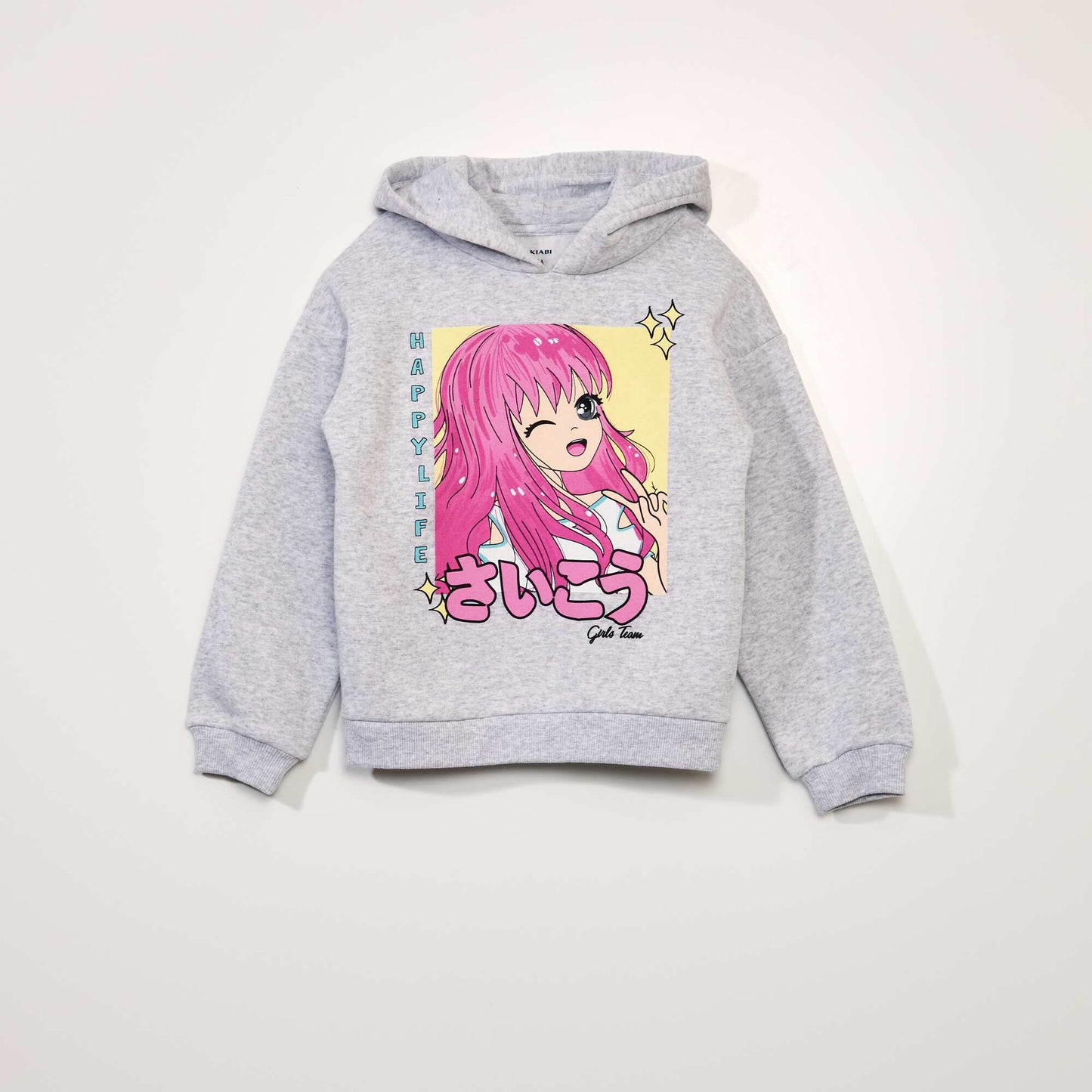 Manga print hoodie GREY