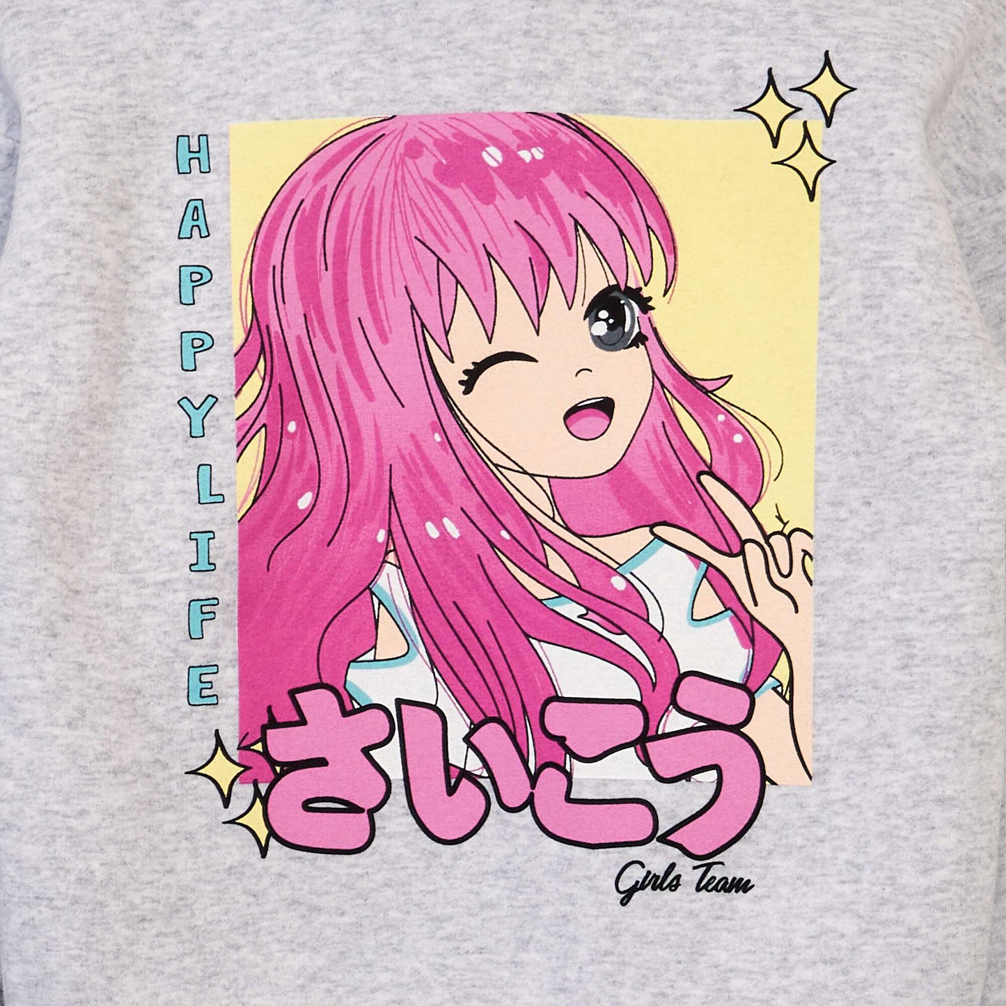 Manga print hoodie GREY