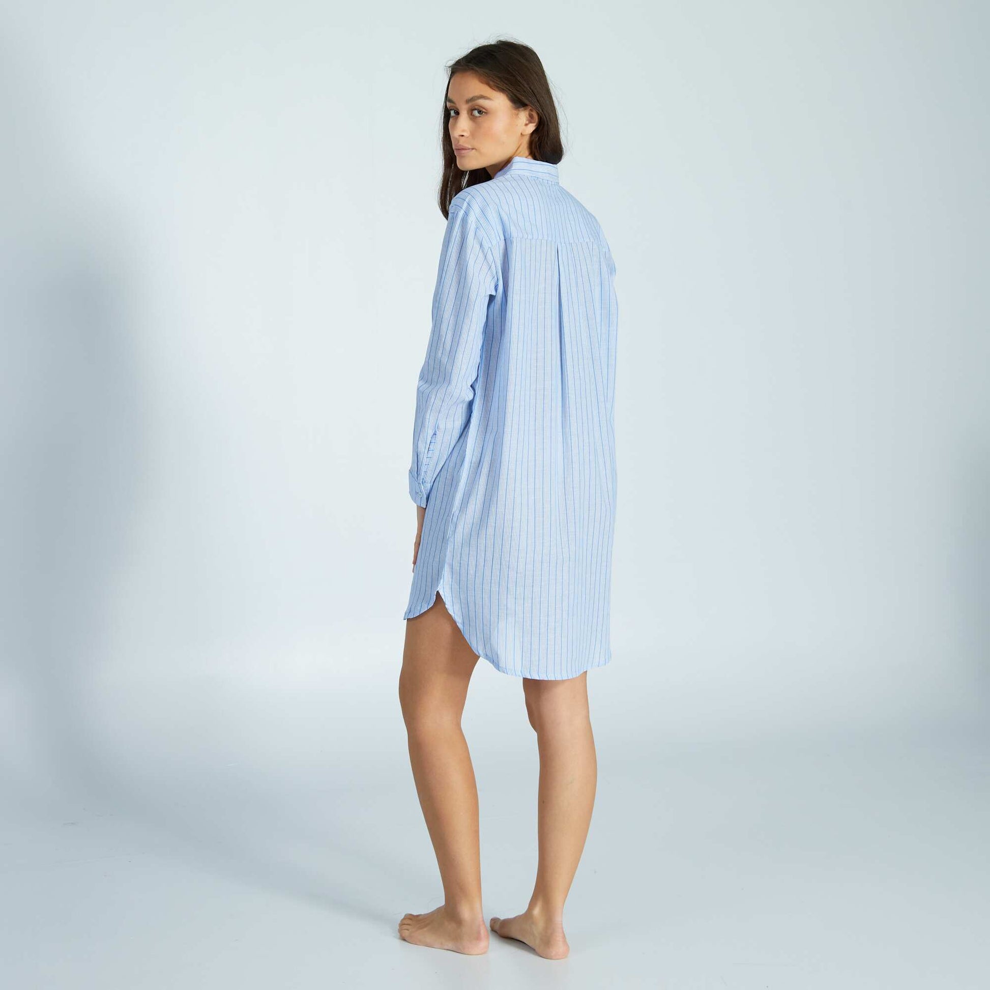 Striped flannel nightshirt BLUE