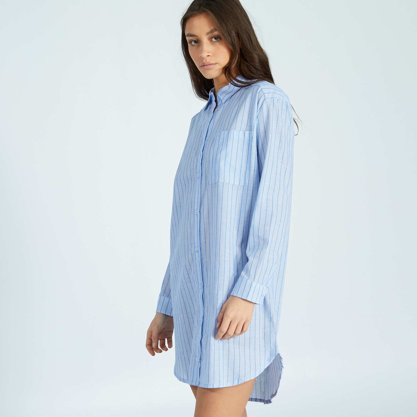 Striped flannel nightshirt BLUE