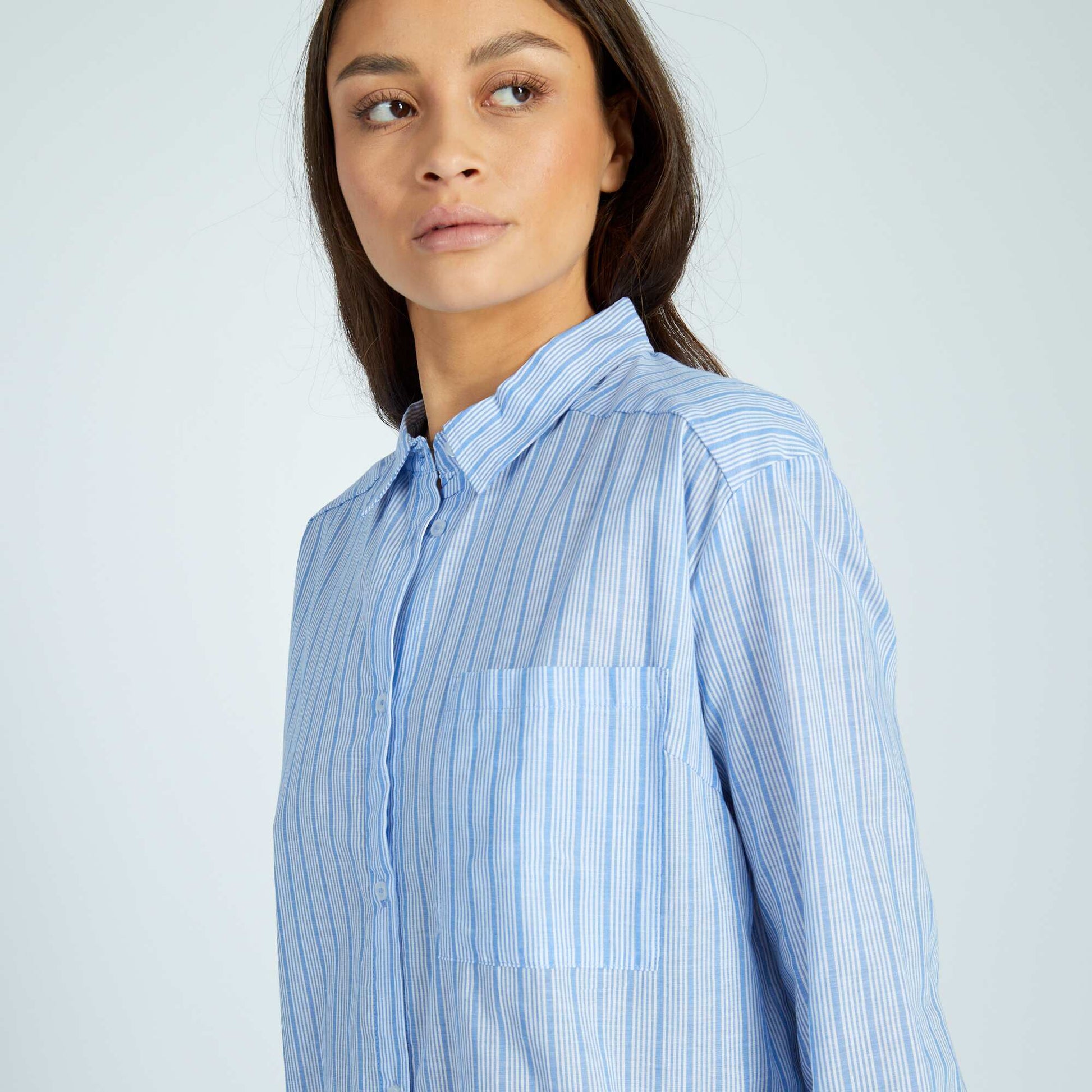 Striped flannel nightshirt BLUE