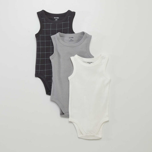 Pack of 3 sleeveless bodysuits BLACK