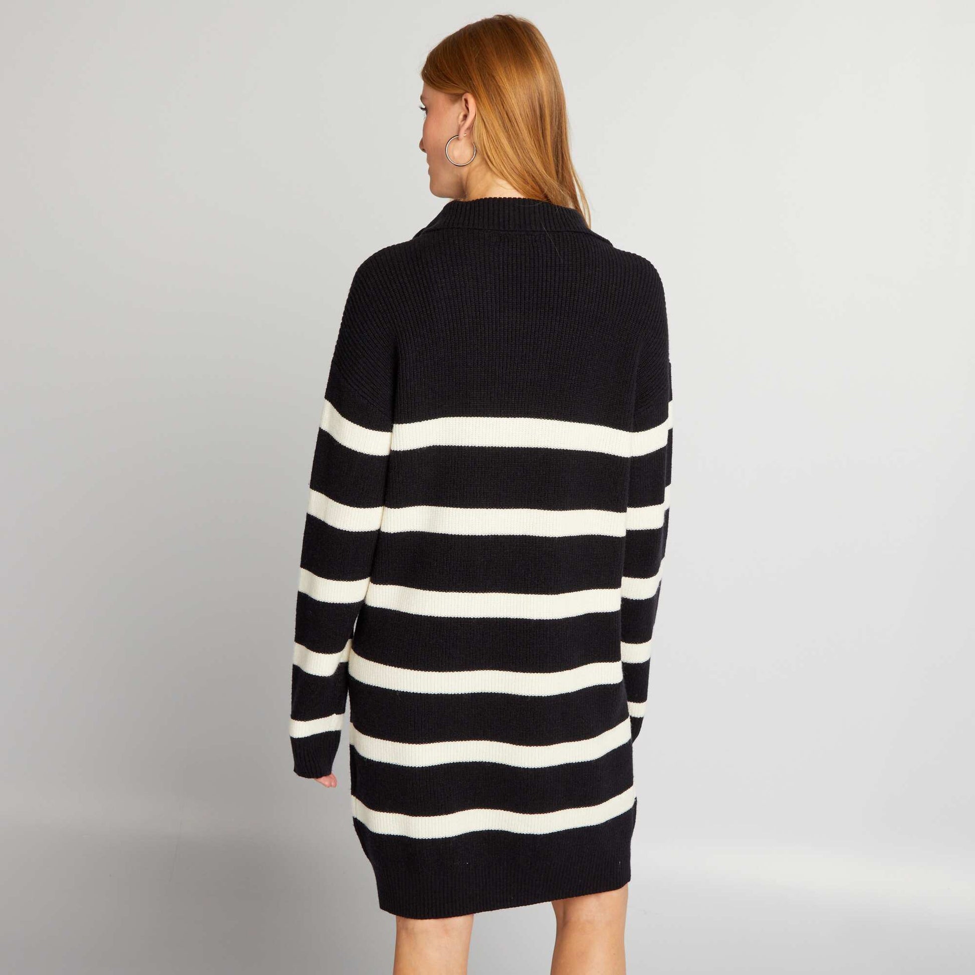 Jumper dress with zipped high neck BLACK