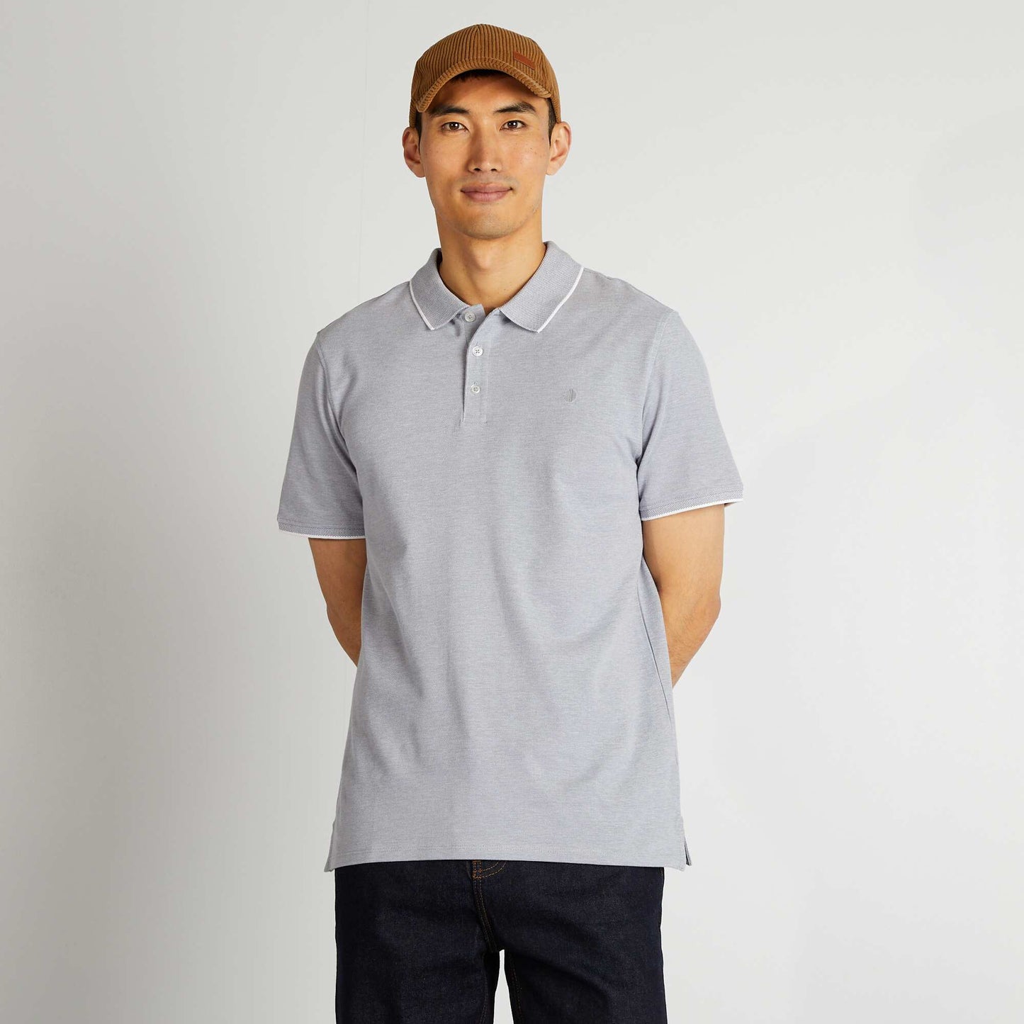 Cotton piqué polo shirt BLUE