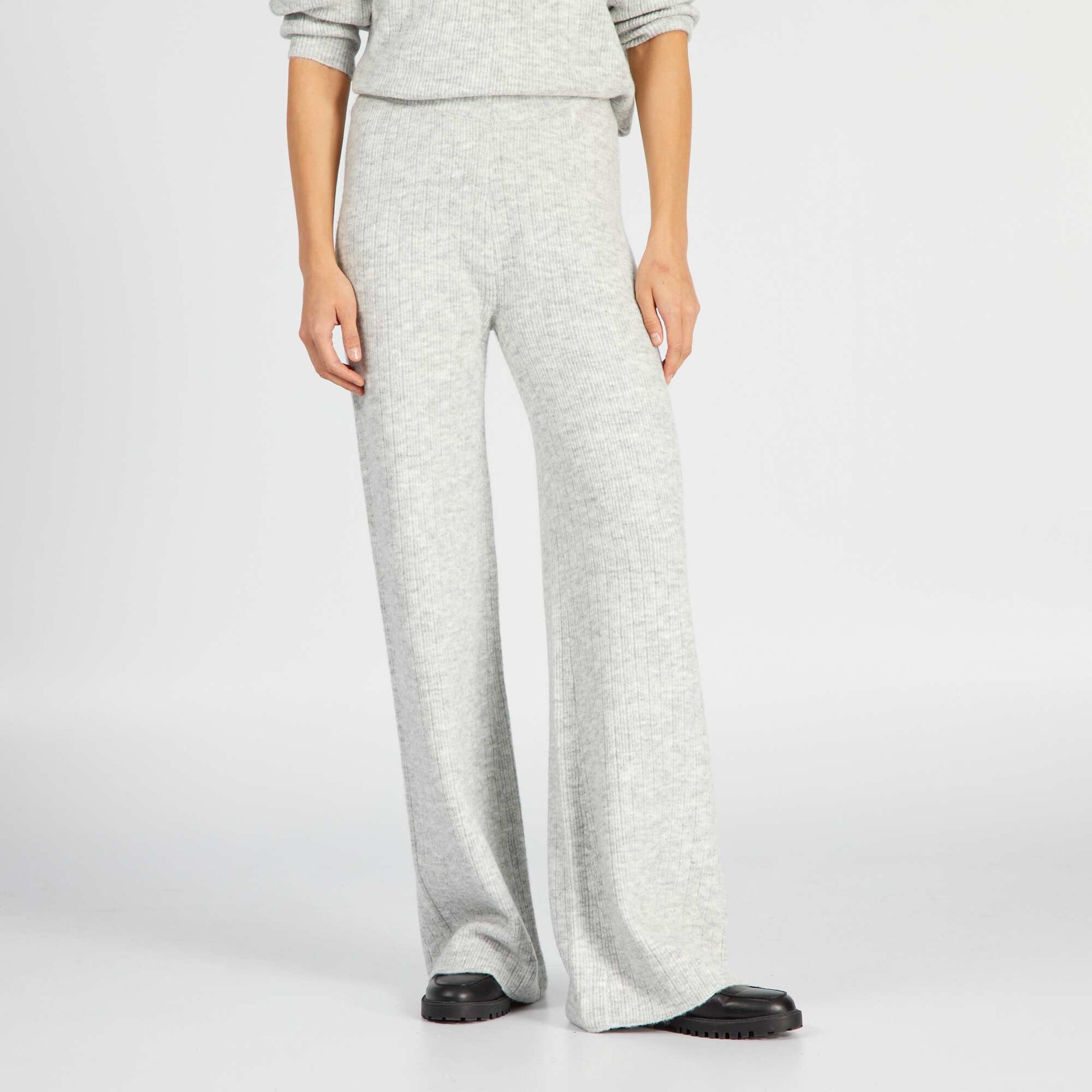 Straight-leg ribbed trousers GREY