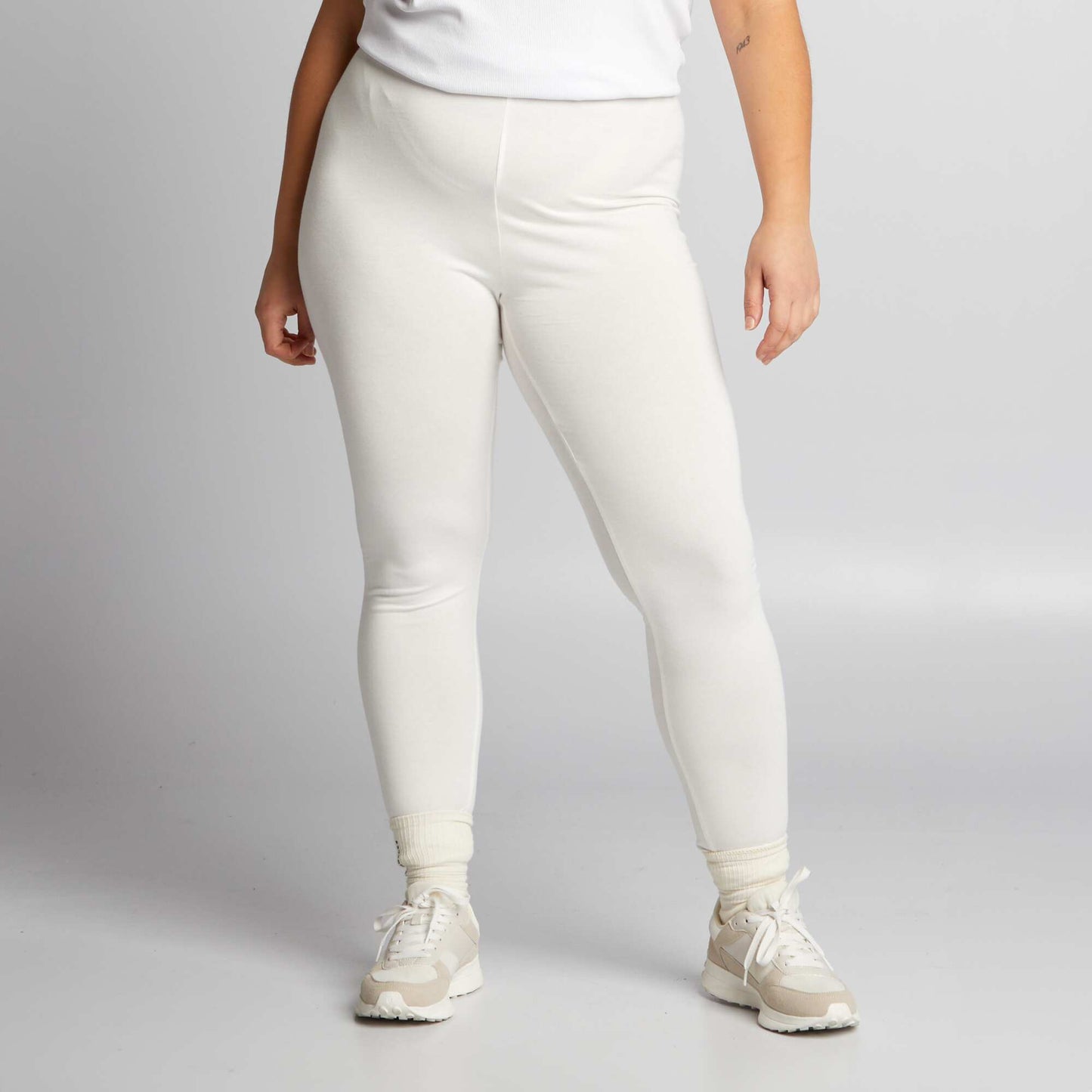 Long cotton leggings WHITE