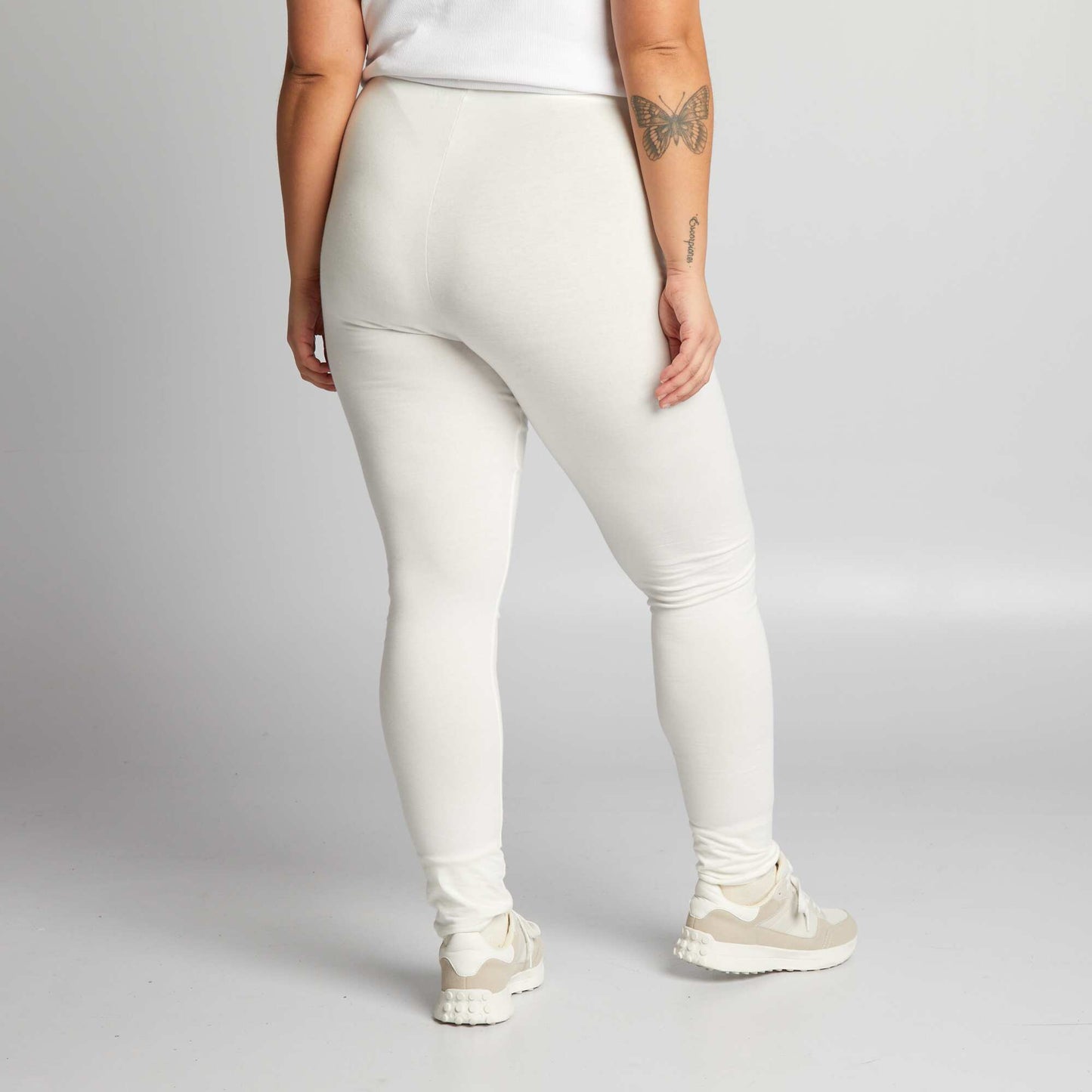 Long cotton leggings WHITE