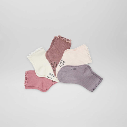 Pack of 5 pairs of frilly socks PINK