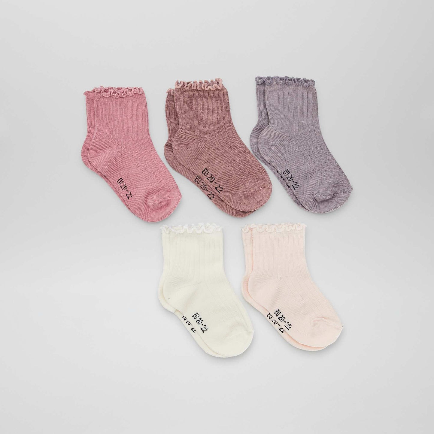 Pack of 5 pairs of frilly socks PINK