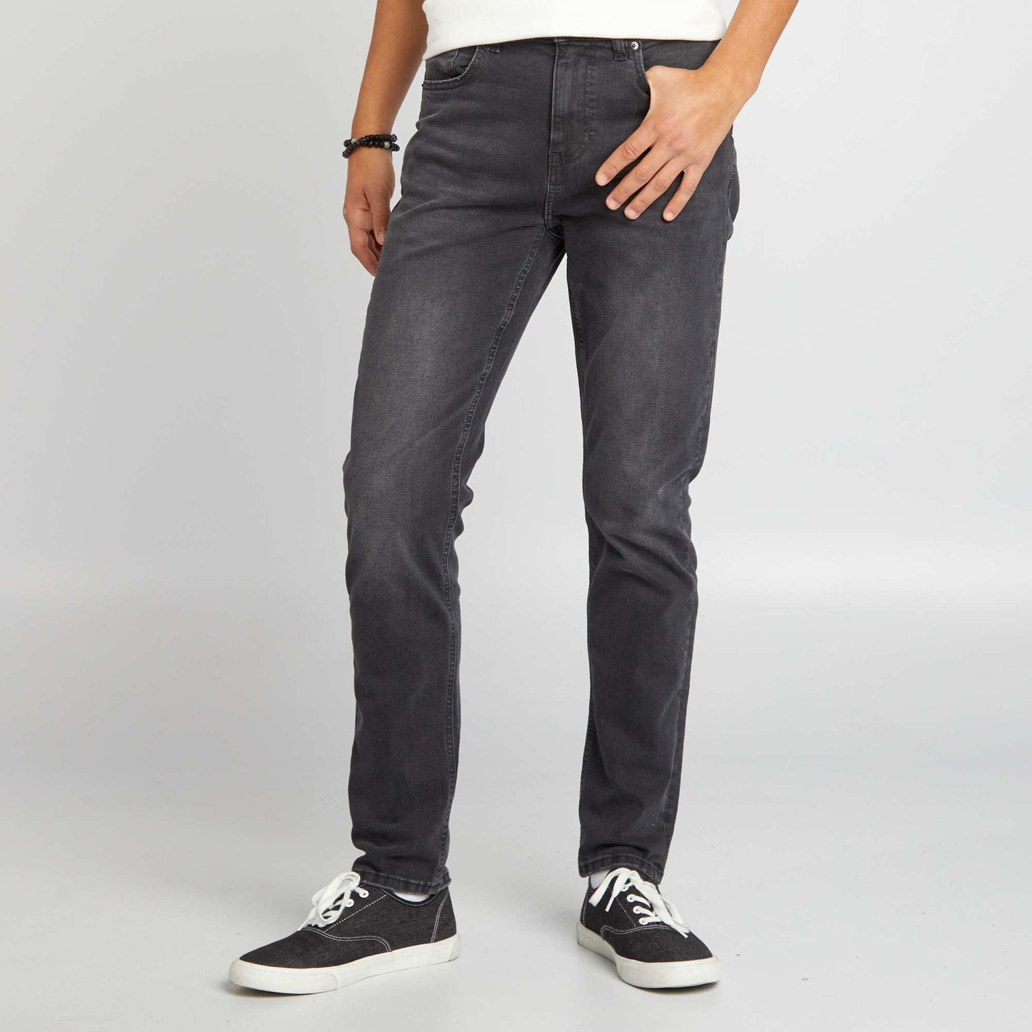 Slim-fit 5-pocket denim trousers BLACK