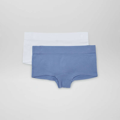 Pack of 2 pairs of ribbed fabric boy shorts BLUE