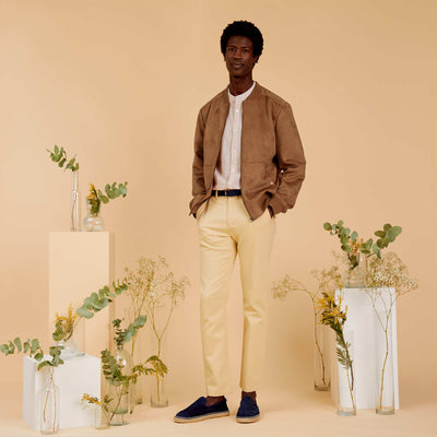 Mandarin collar shirt BROWN