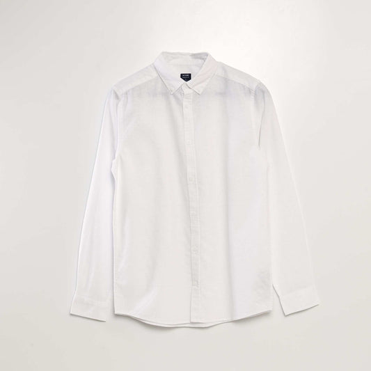 Long-sleeved shirt with linen content WHITE