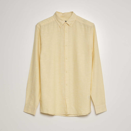Long-sleeved shirt with linen content YELLOW