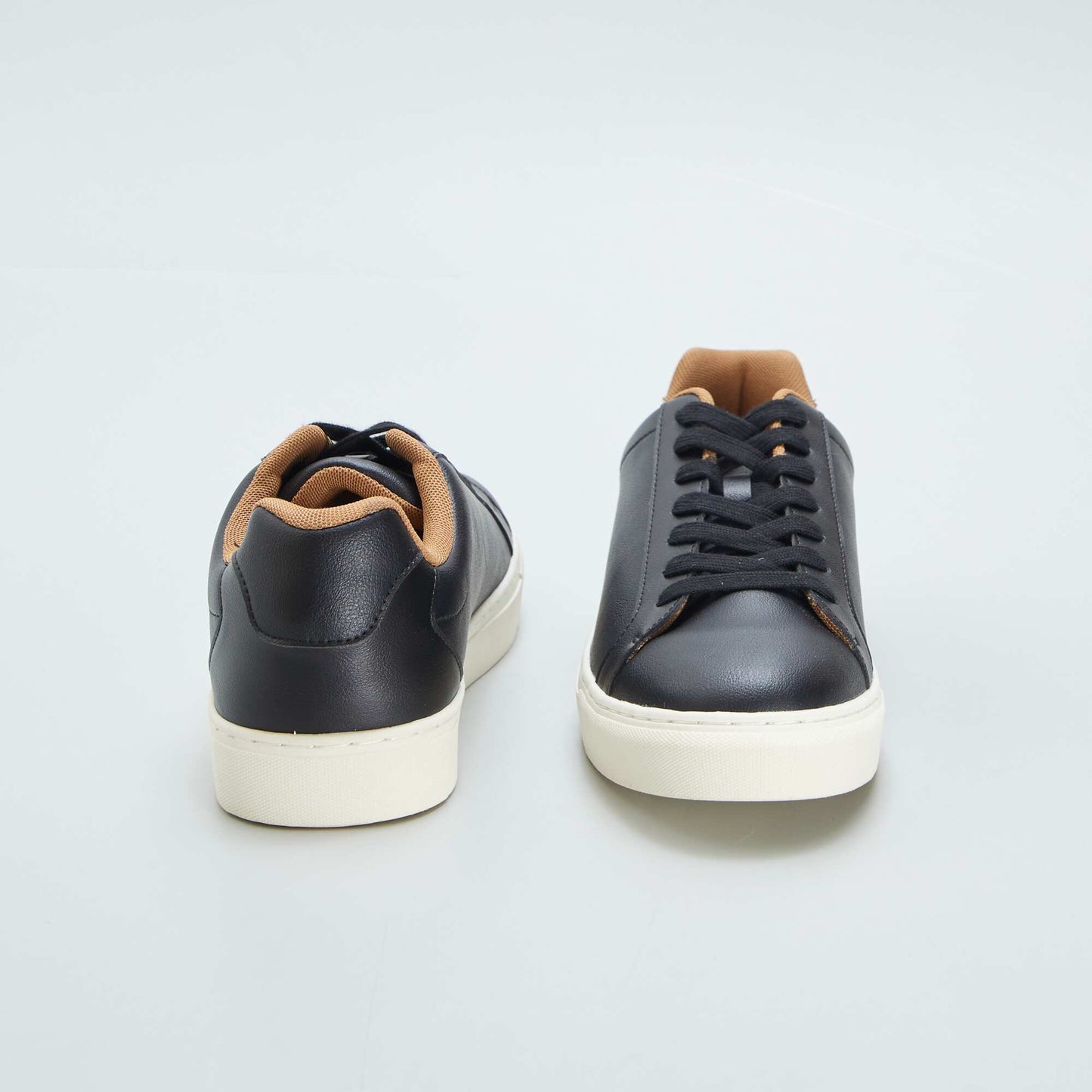 Textured low-top trainers BLACK