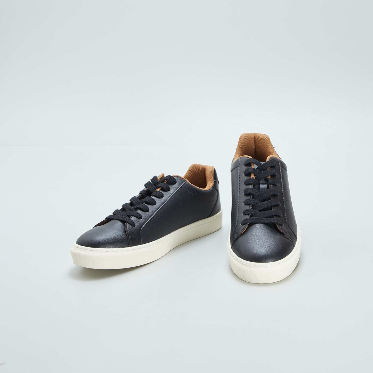 Textured low-top trainers BLACK