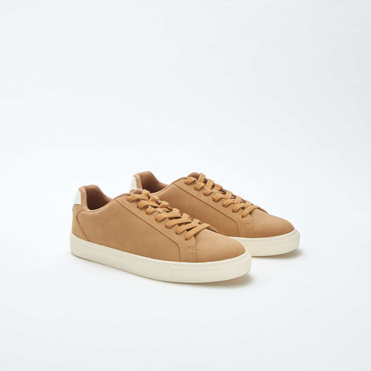 Textured low-top trainers BEIGE