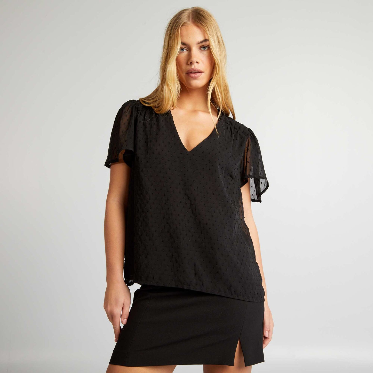 Dotted Swiss blouse black