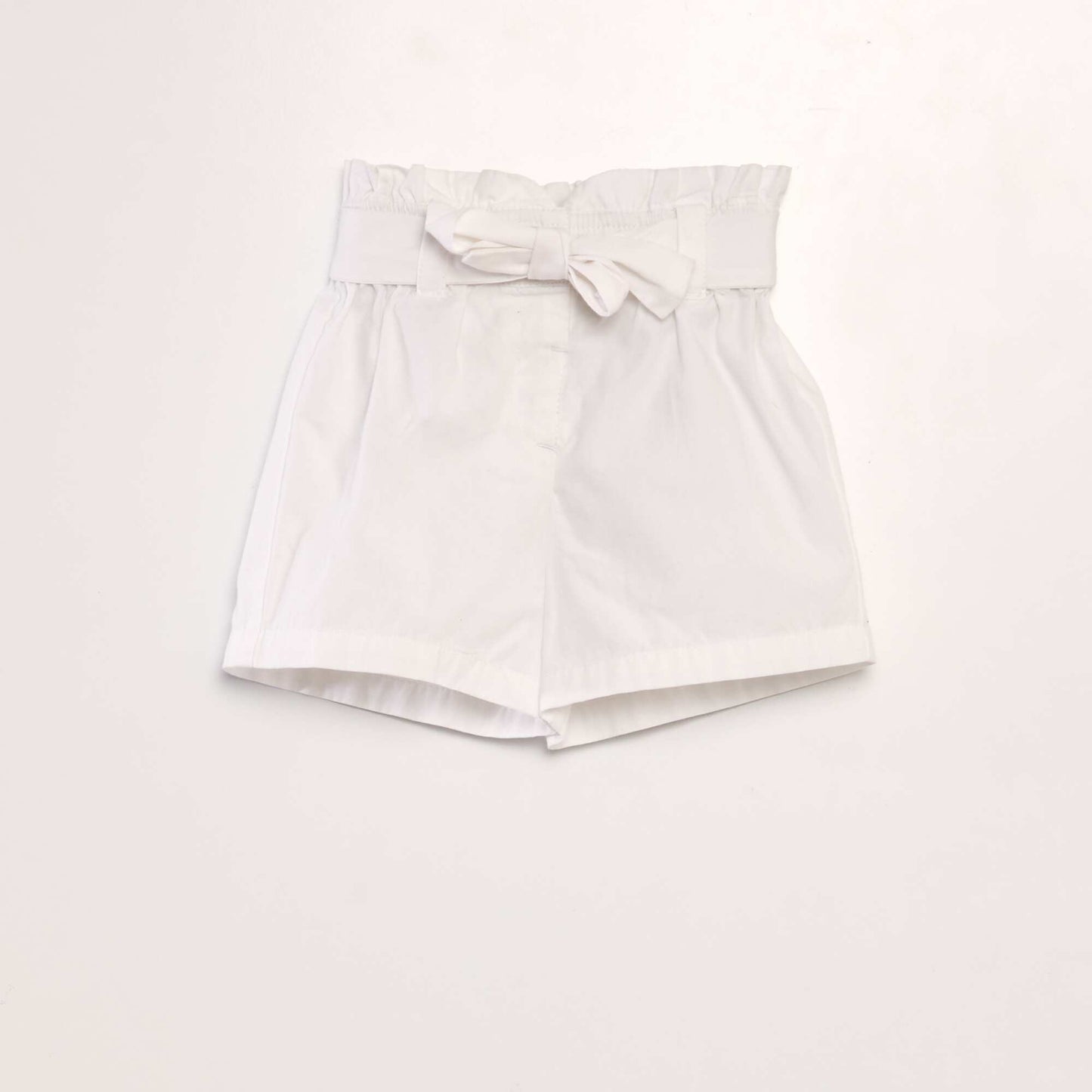 Belted poplin shorts WHITE