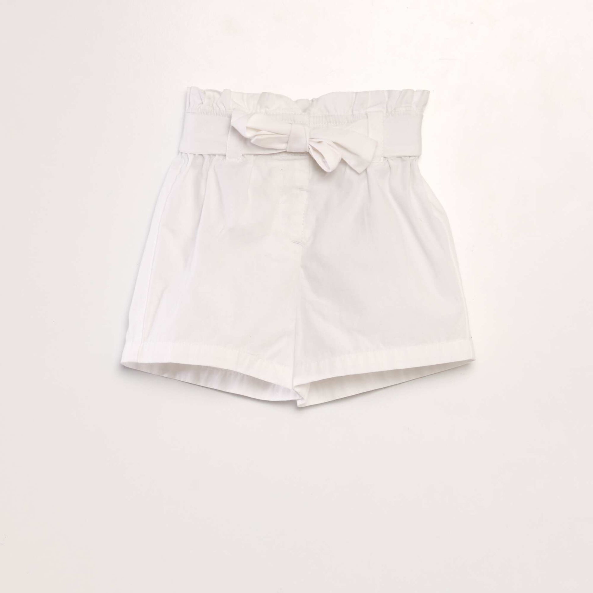 Belted poplin shorts WHITE