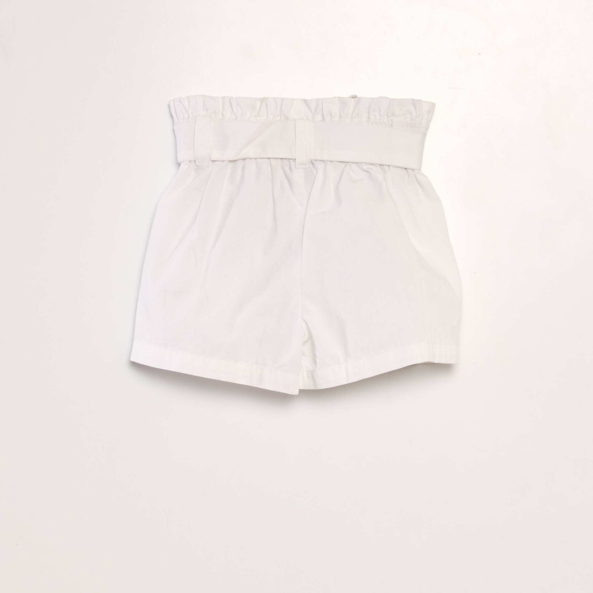 Belted poplin shorts WHITE