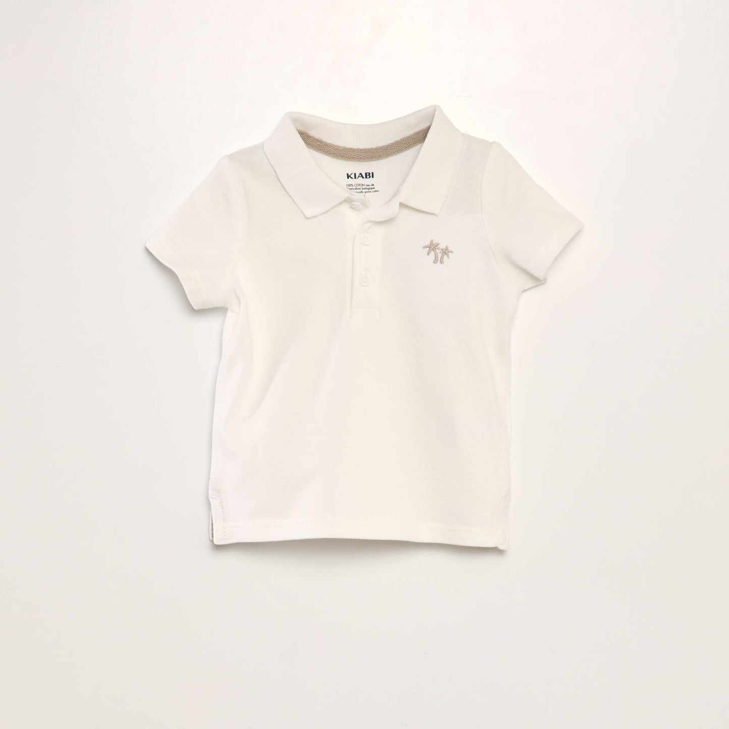 Cotton piqué palm tree polo shirt WHITE