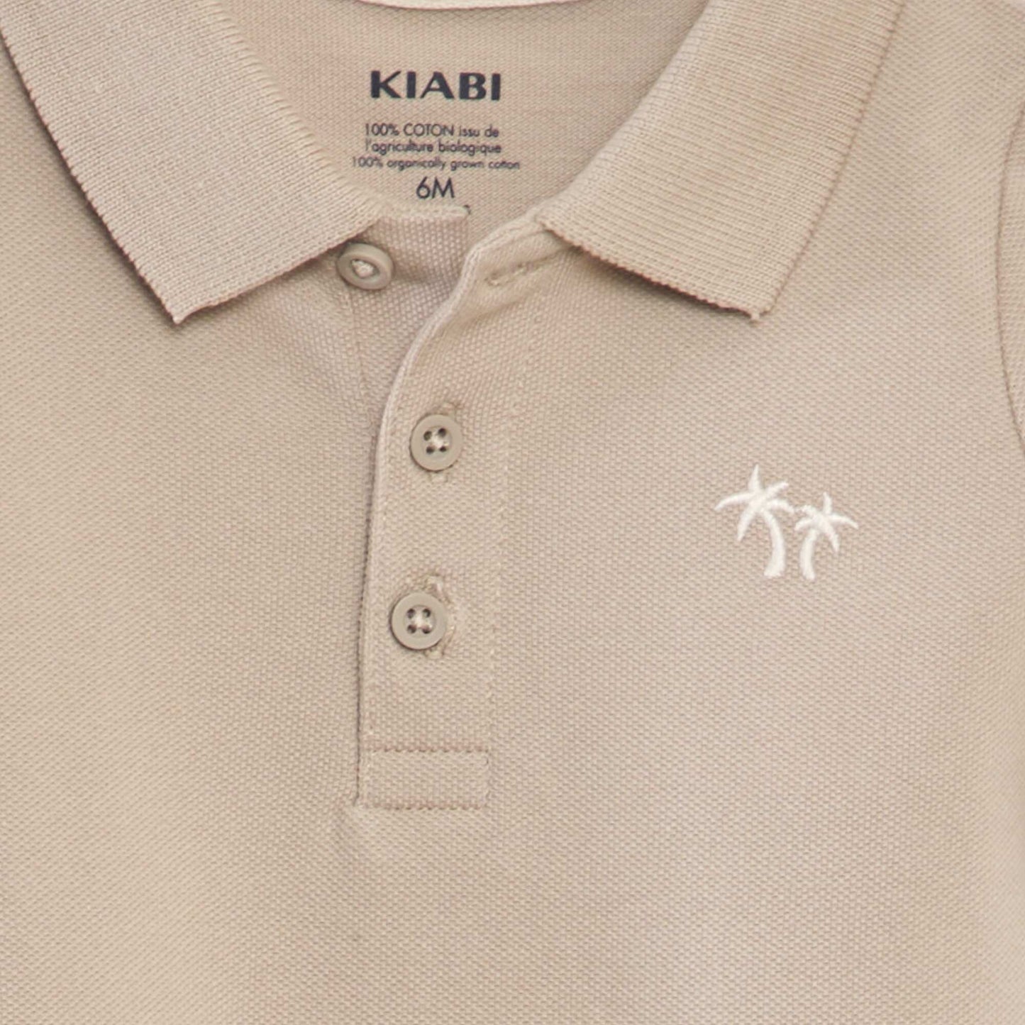 Cotton piqué palm tree polo shirt BEIGE