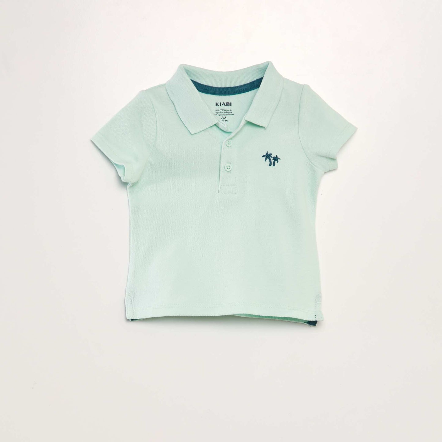 Cotton piqué palm tree polo shirt GREEN