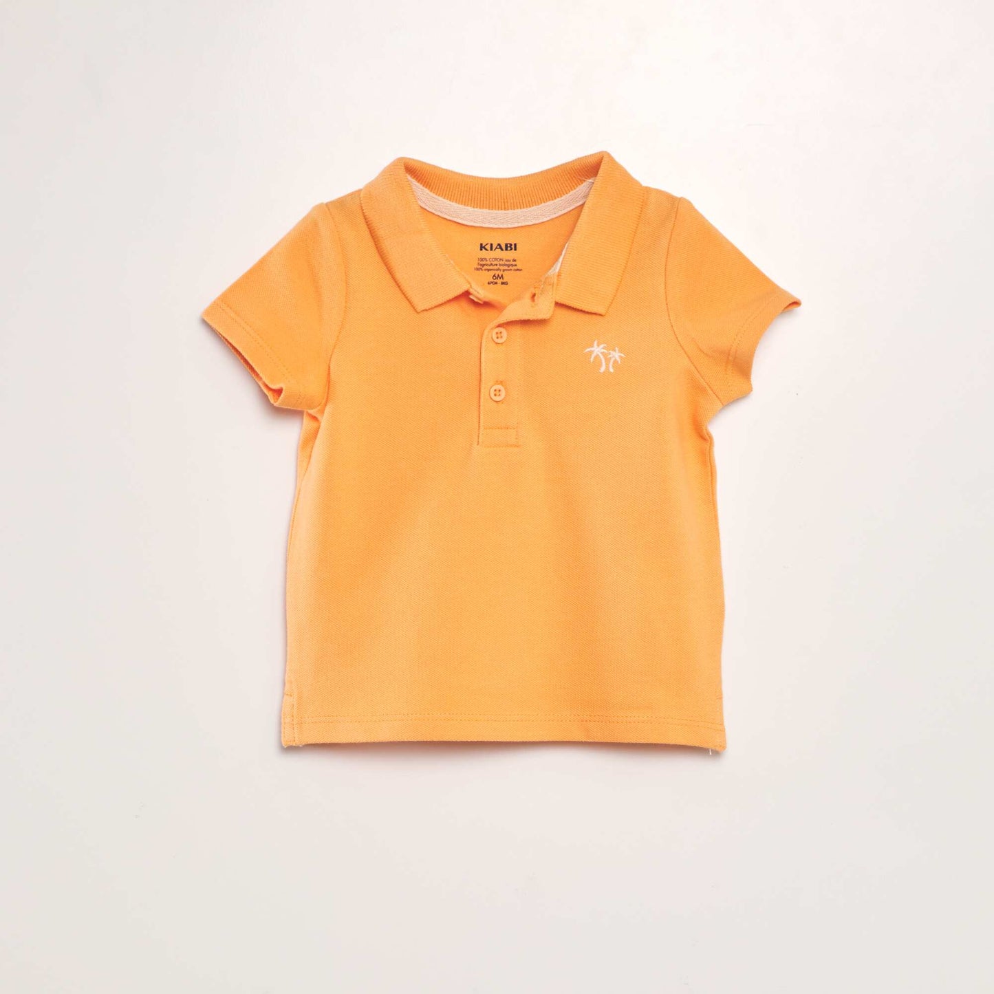 Cotton piqué palm tree polo shirt ORANGE