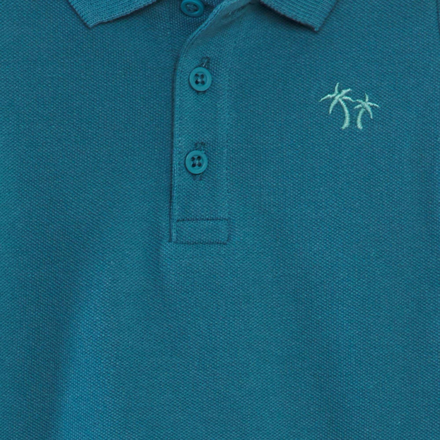 Cotton piqué palm tree polo shirt BLUE