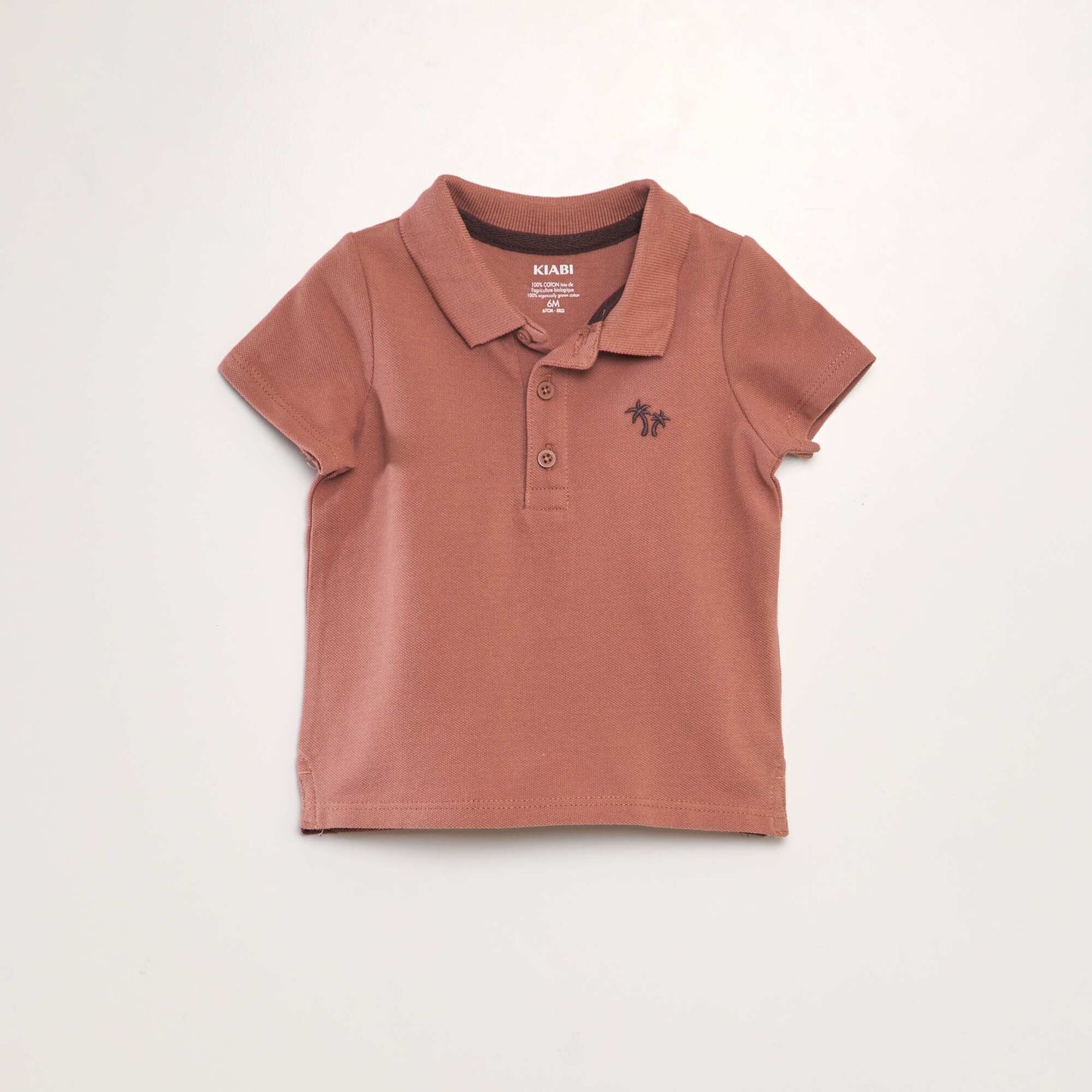 Cotton piqué palm tree polo shirt RED