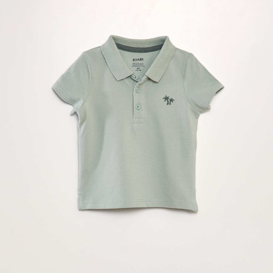 Cotton piqué palm tree polo shirt GREEN