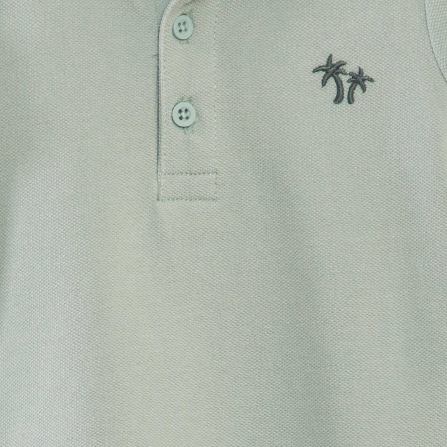 Cotton piqué palm tree polo shirt GREEN