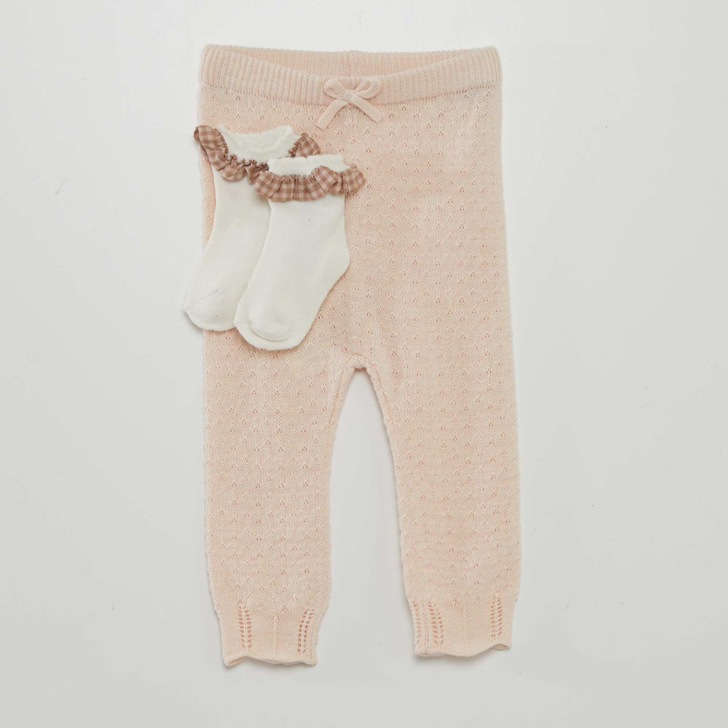 Knitted leggings + socks set PINK