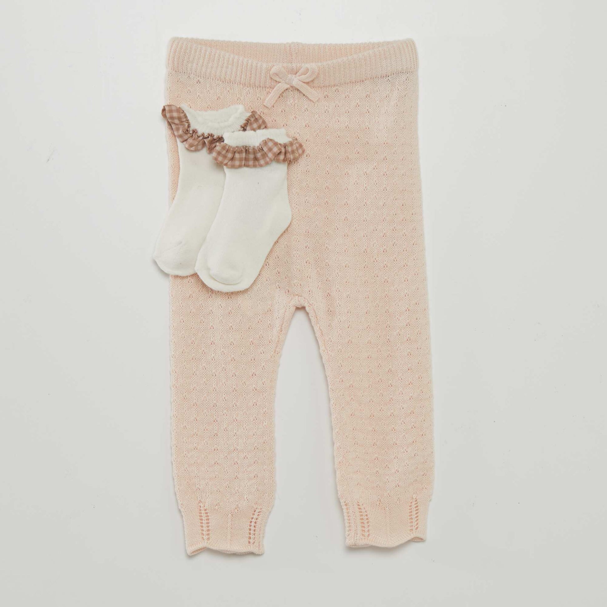 Knitted leggings + socks set PINK
