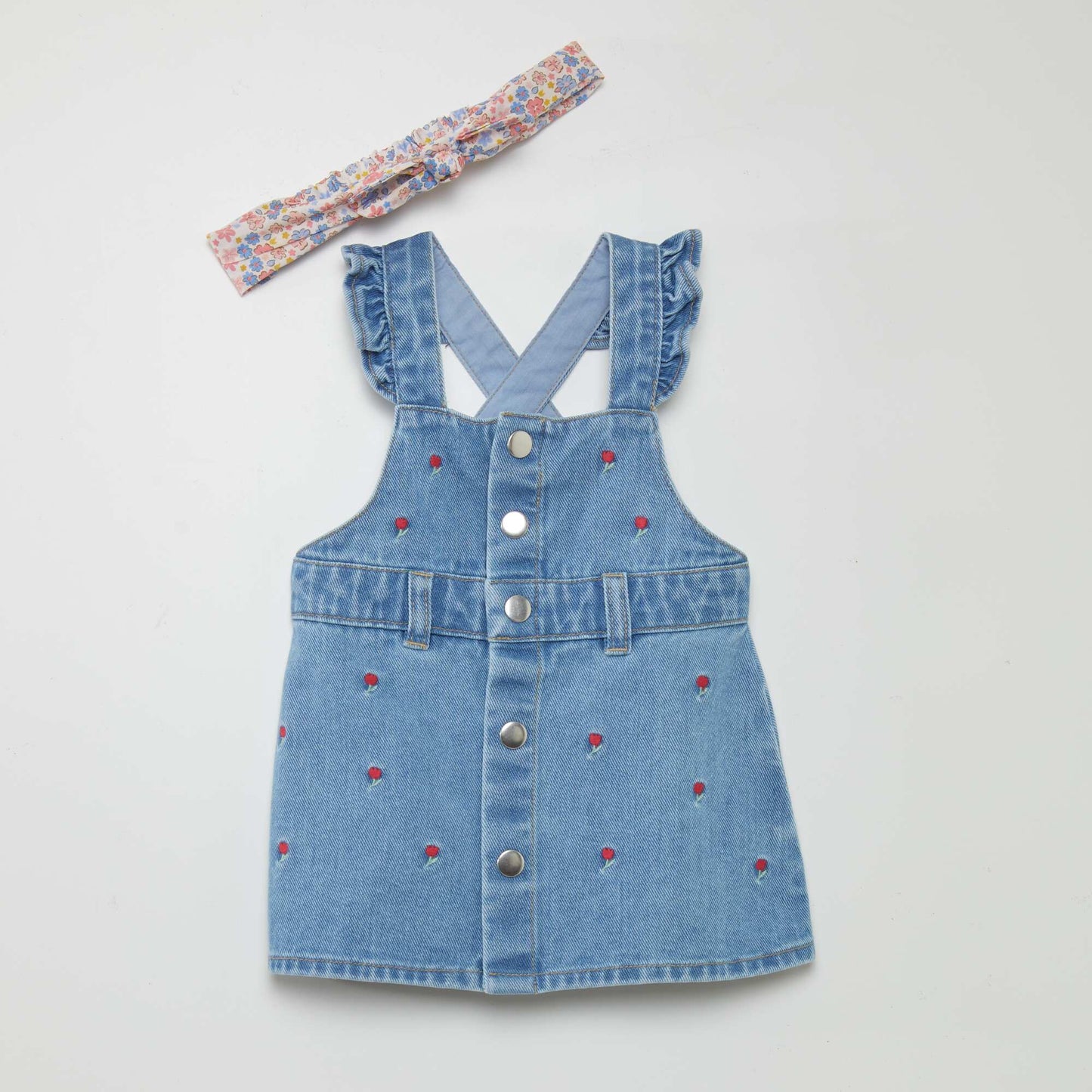 Denim dungaree dress BLUE