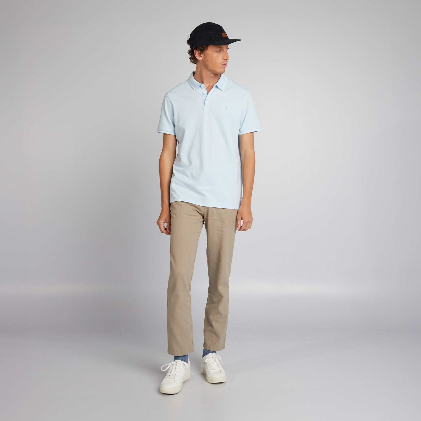 Cotton piqué polo shirt BLUE