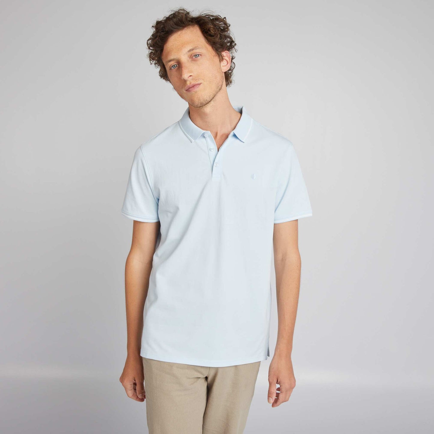 Cotton piqué polo shirt BLUE