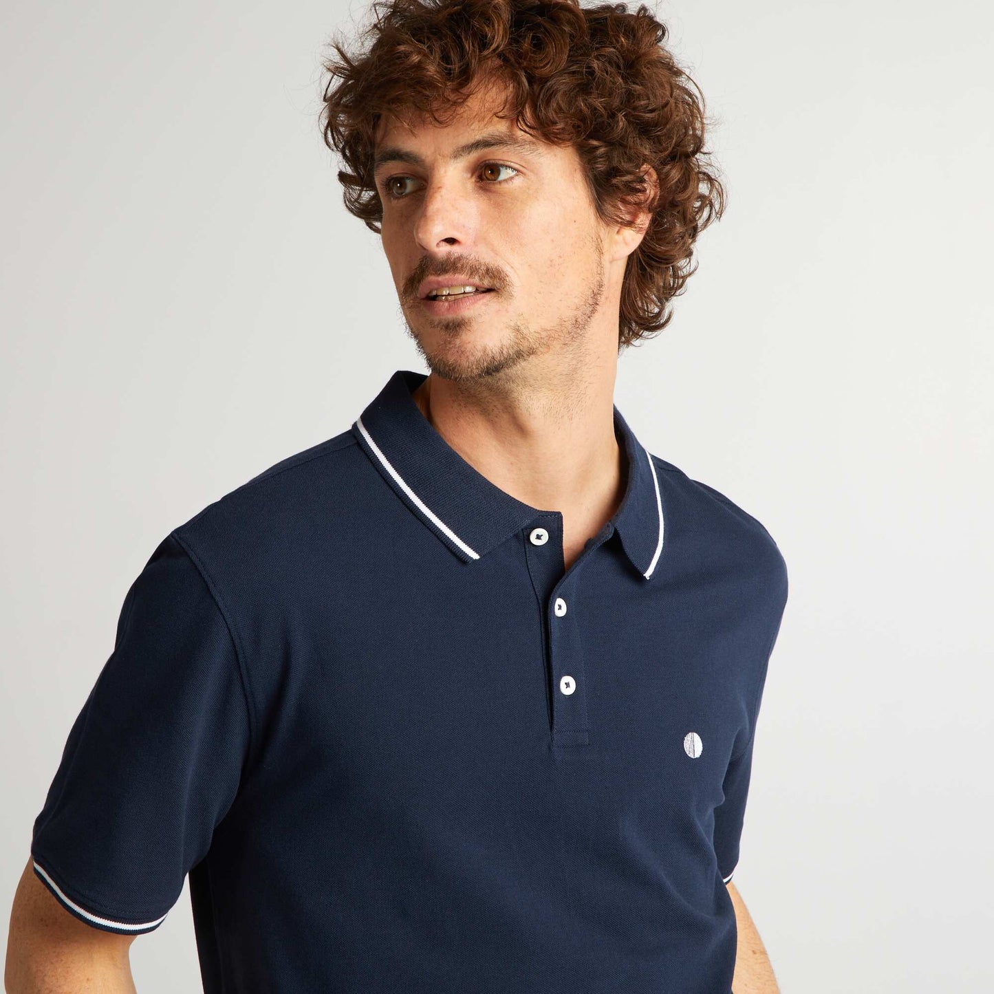 Cotton piqué polo shirt blue