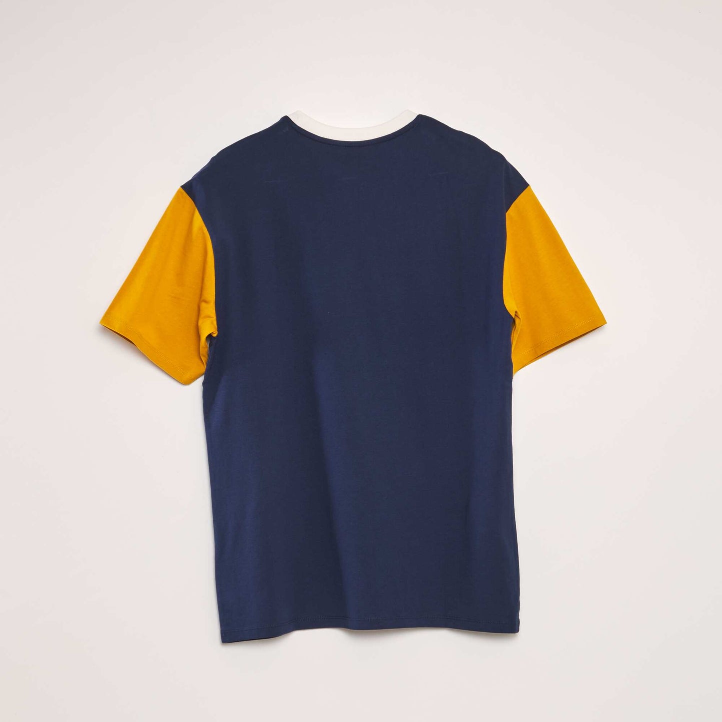 Round-neck colour block T-shirt YELLOW