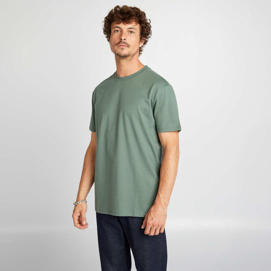 Round-neck cotton T-shirt GREEN